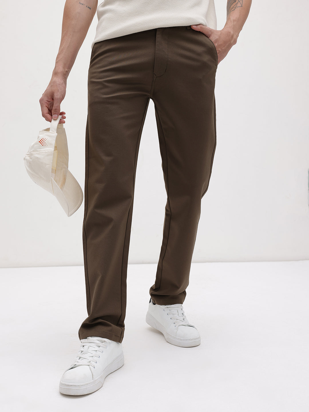 Men Brown Slim Fit Trousers