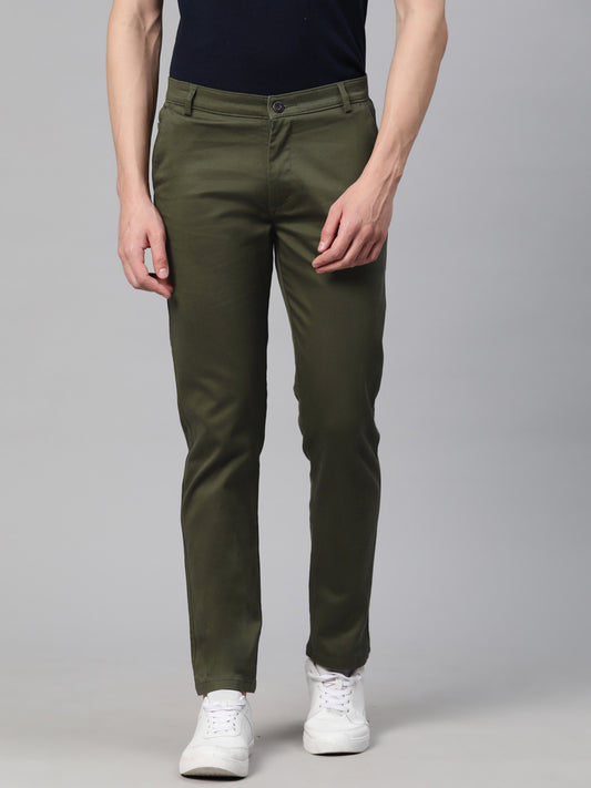Men Green Slim Fit Trousers
