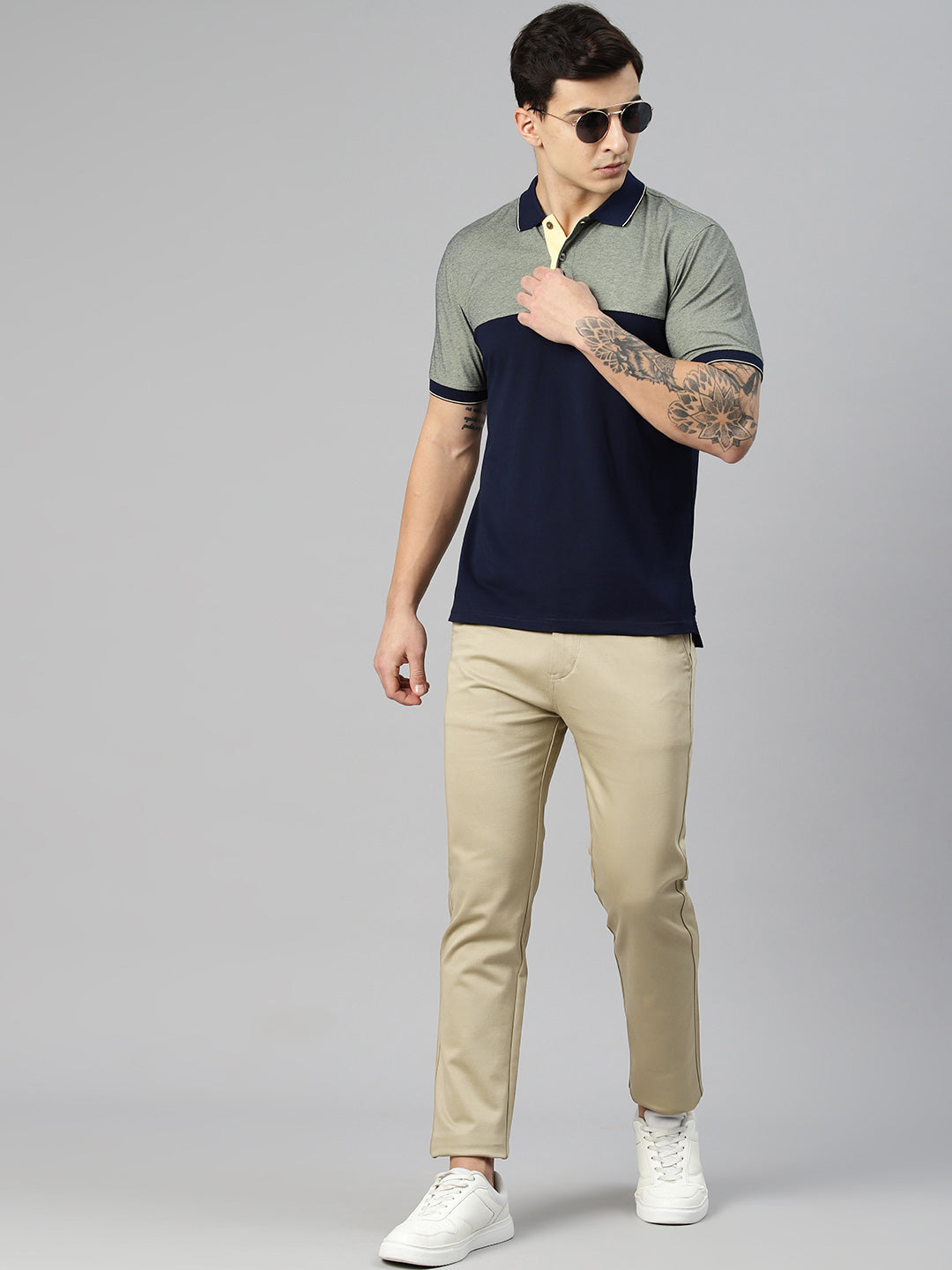 Men Khaki Slim Fit Trousers