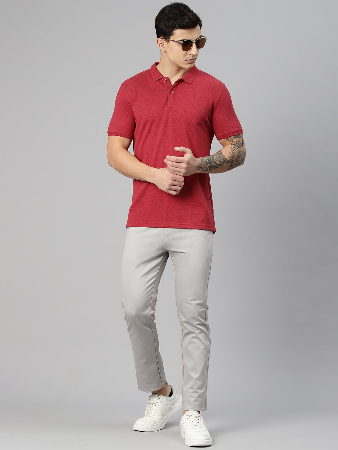 Men Grey Slim Fit Trousers