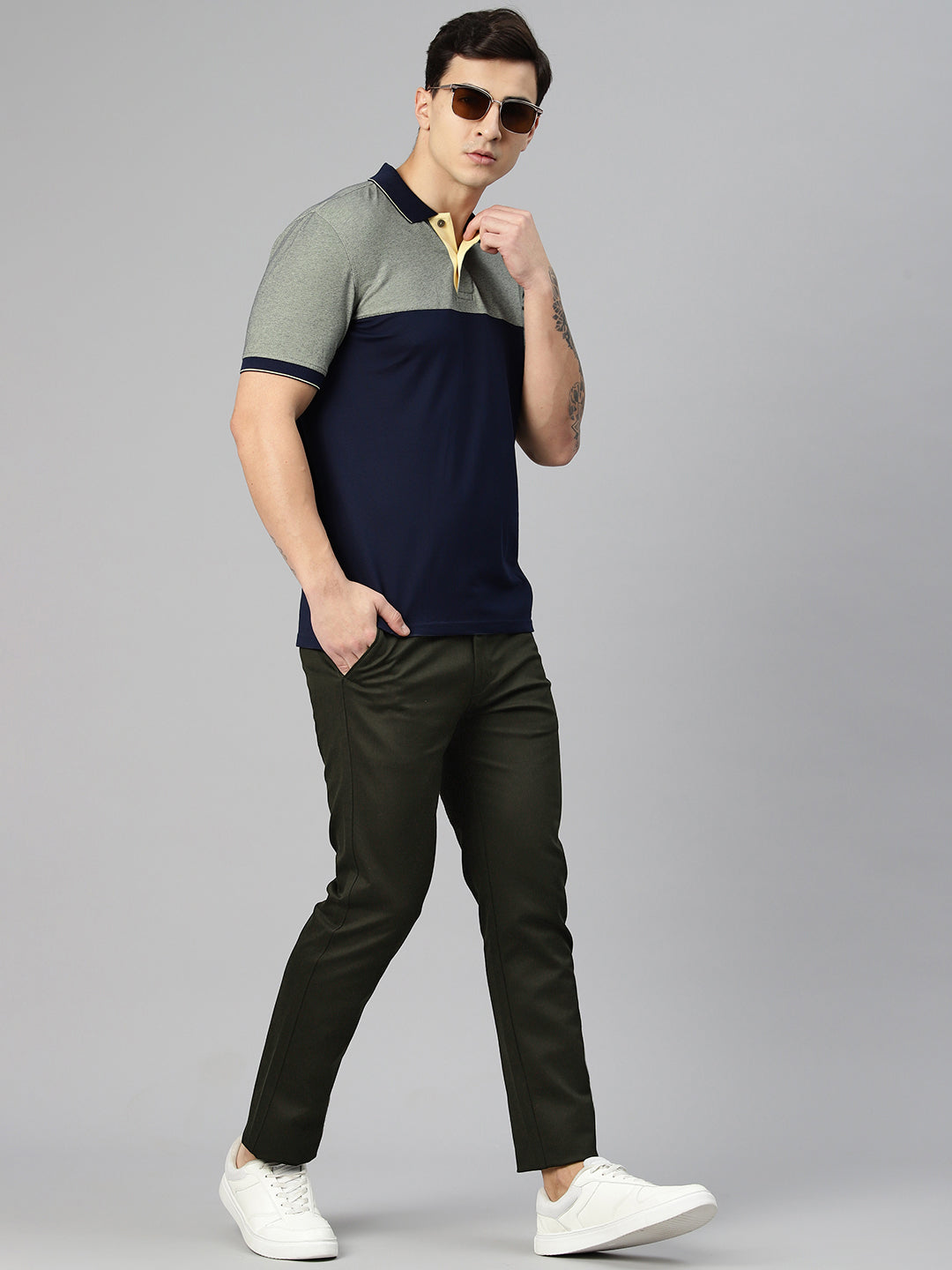 Men Green Slim Fit Trousers