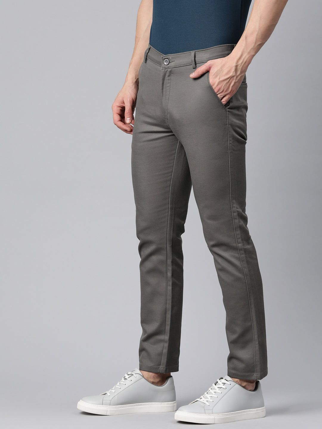 Men Grey Slim Fit Trousers