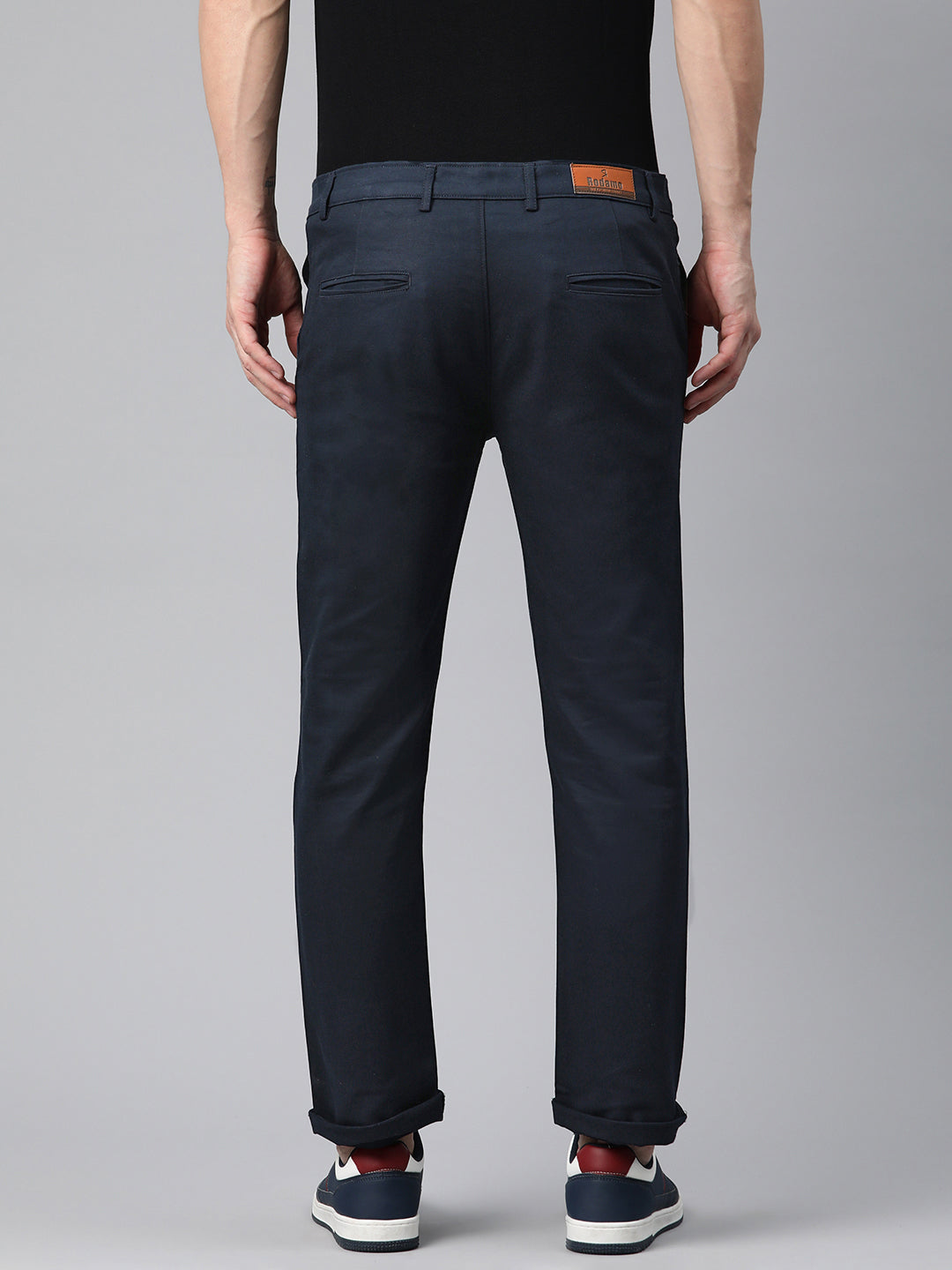 Men Navy Blue Slim Fit Trousers