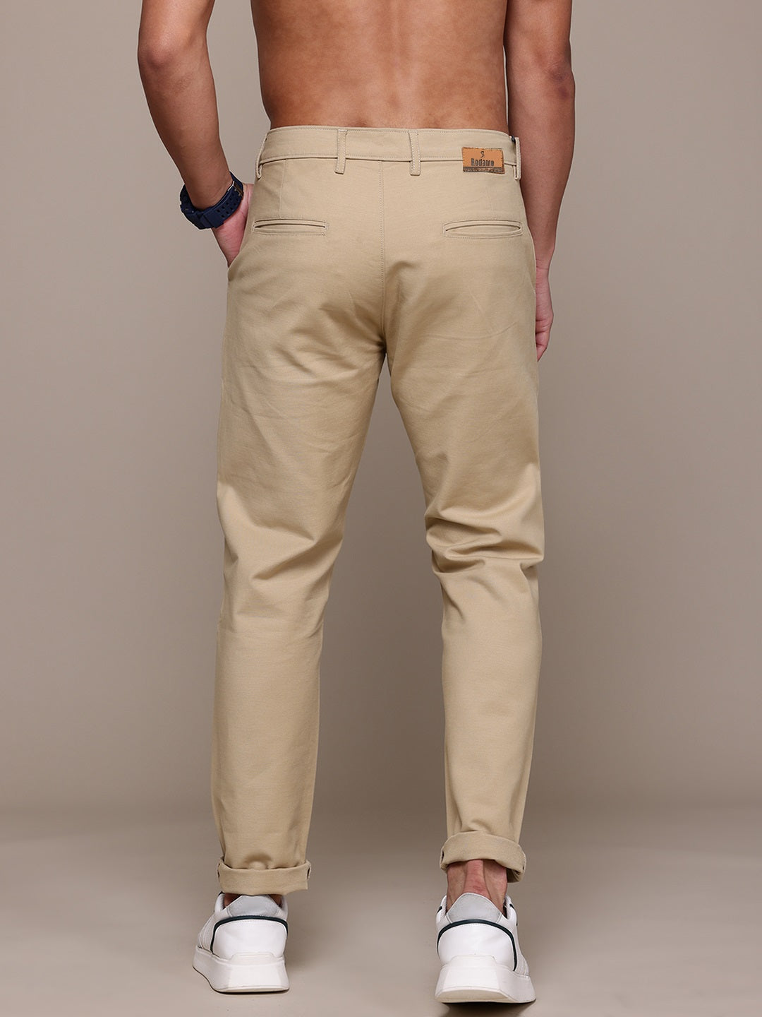 Men Khaki Relaxed Fit Trousers