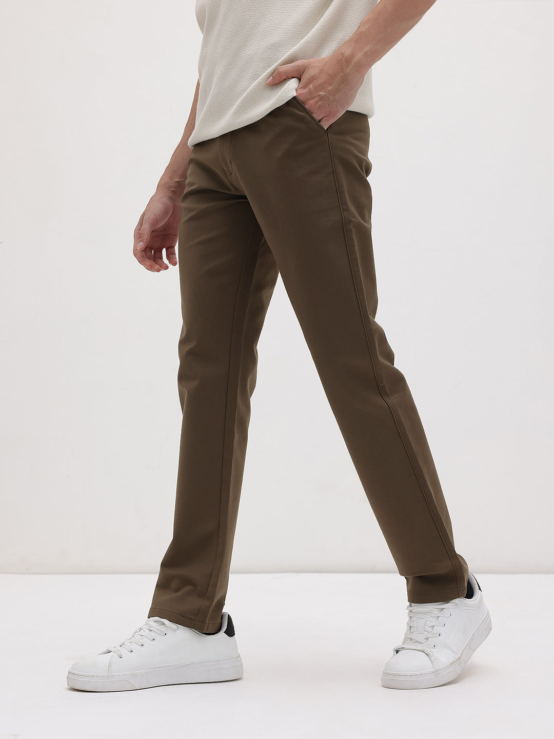 Men Brown Slim Fit Trousers