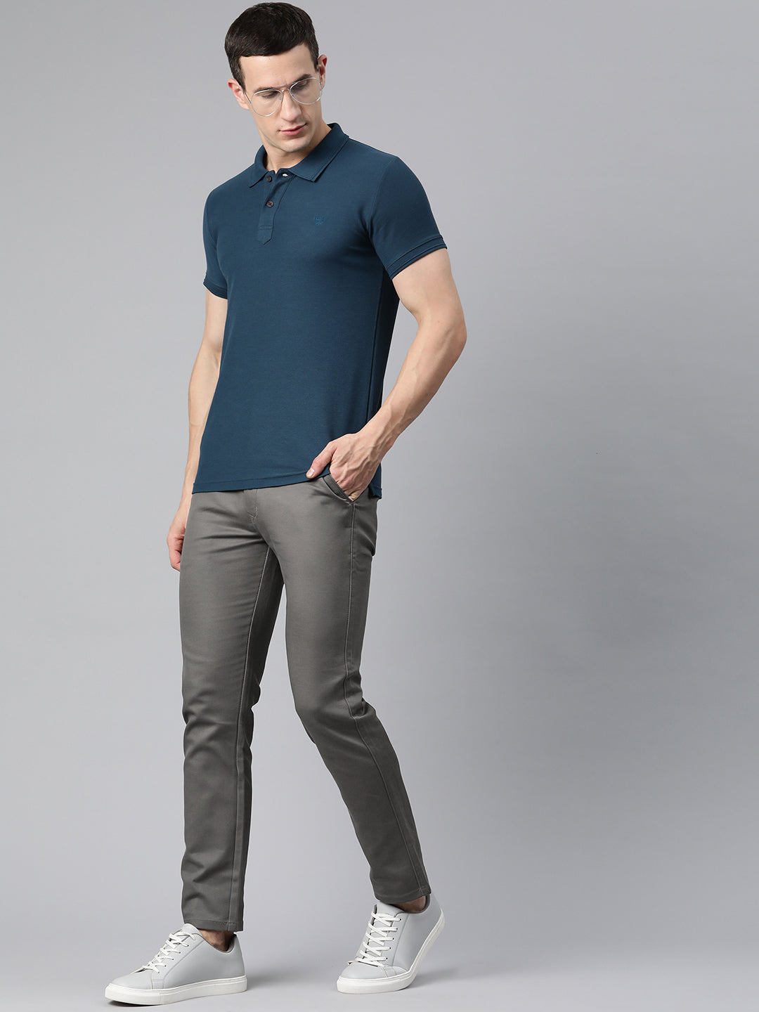 Men Grey Slim Fit Trousers