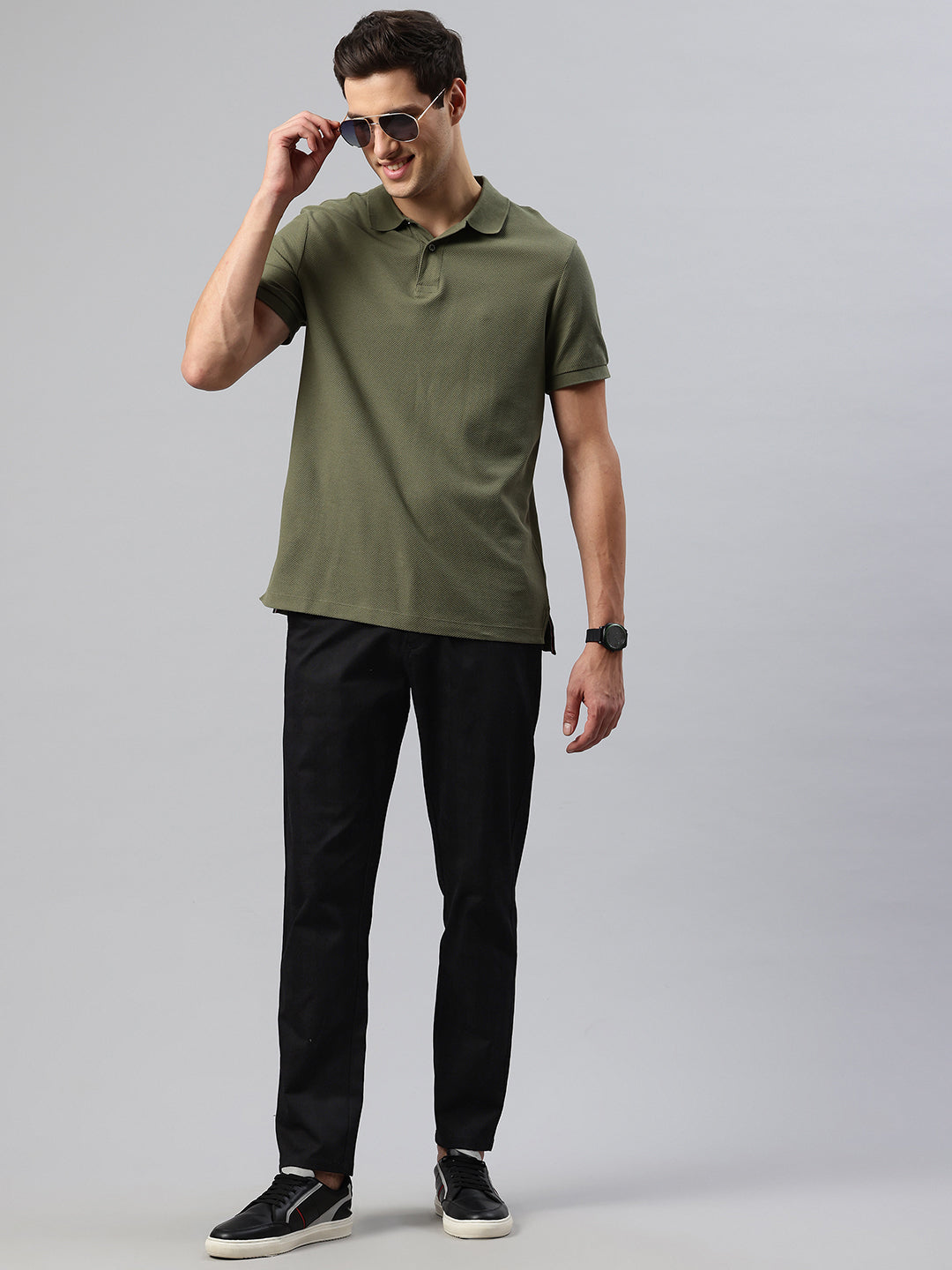 Men Black Relaxed Fit Checkered Trousers