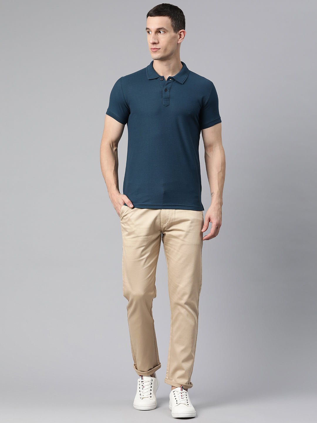 Men Beige Slim Fit Trousers