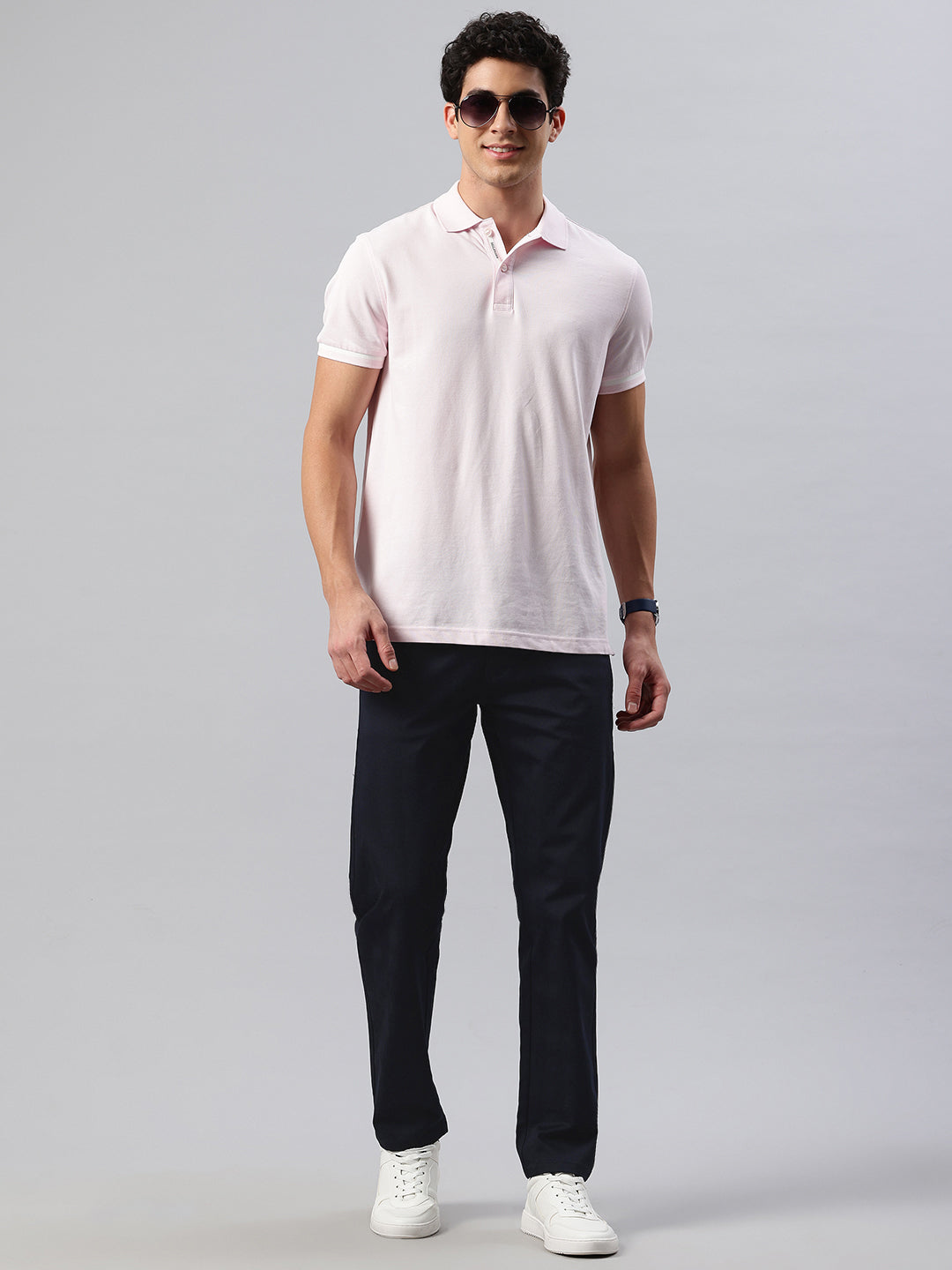 Men Navy Blue Relaxed Fit Checkered Trousers