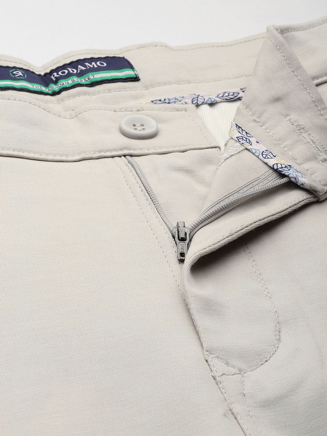 Men Cream Slim Fit Trousers