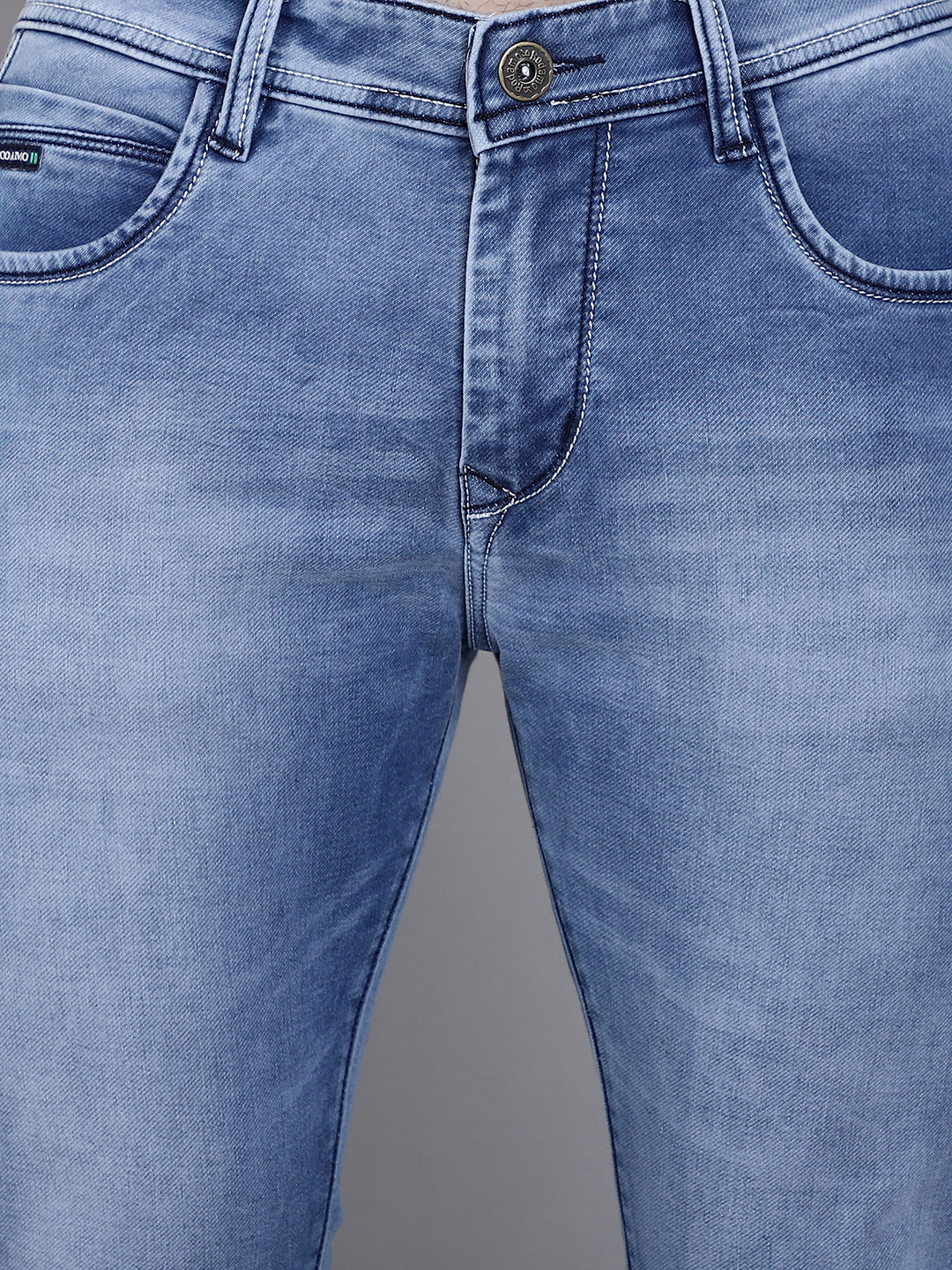 Men Blue Mid Rise Slim Fit Light Fade Stretchable Cotton Jeans