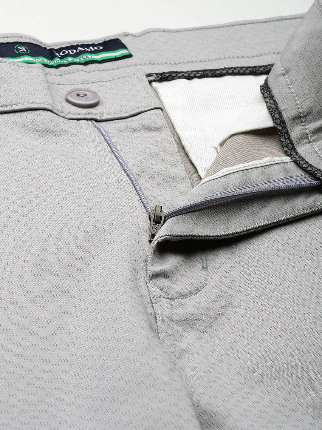 Men Grey Self Design Stretchable Trousers