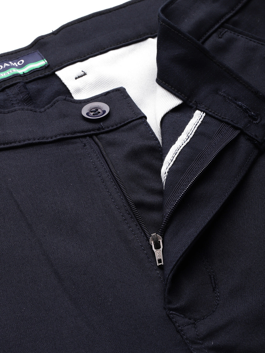 Men Navy Blue Relaxed Fit Checkered Trousers