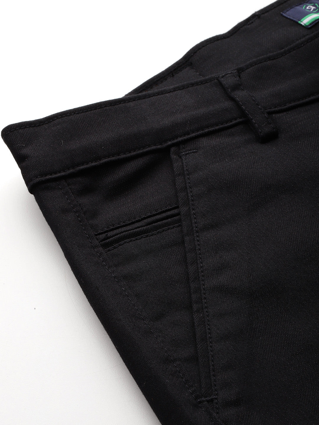 Men Black Relaxed Fit Checkered Trousers