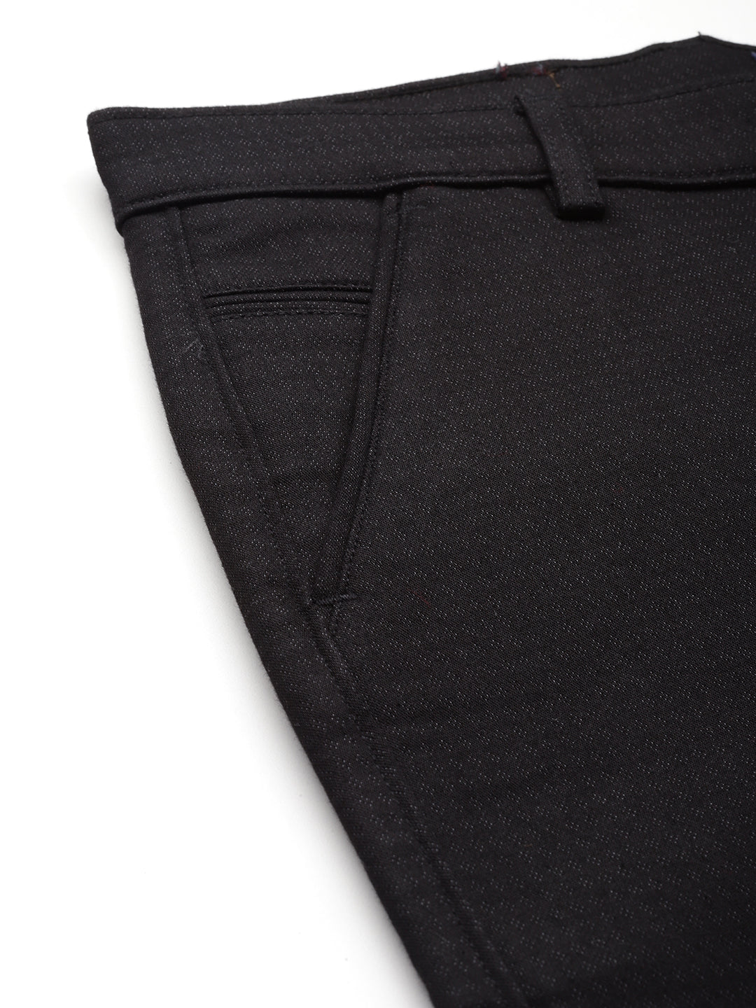 Men Black Self Design Stretchable Trousers