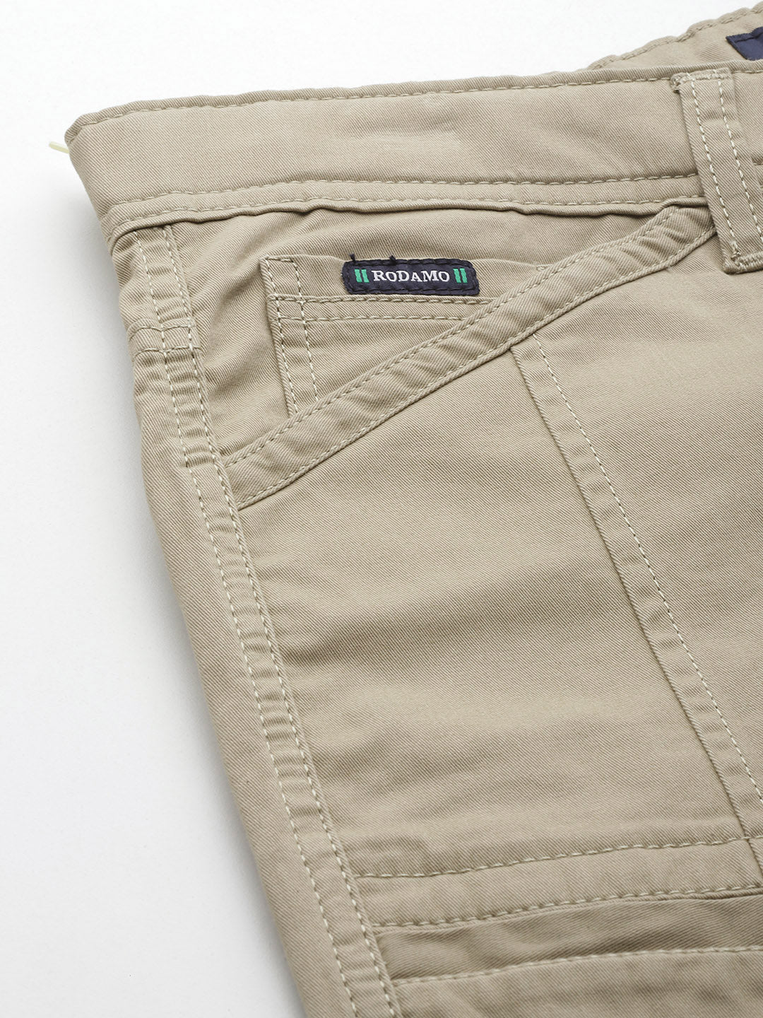 Men Khaki Slim Fit Cargo Trousers