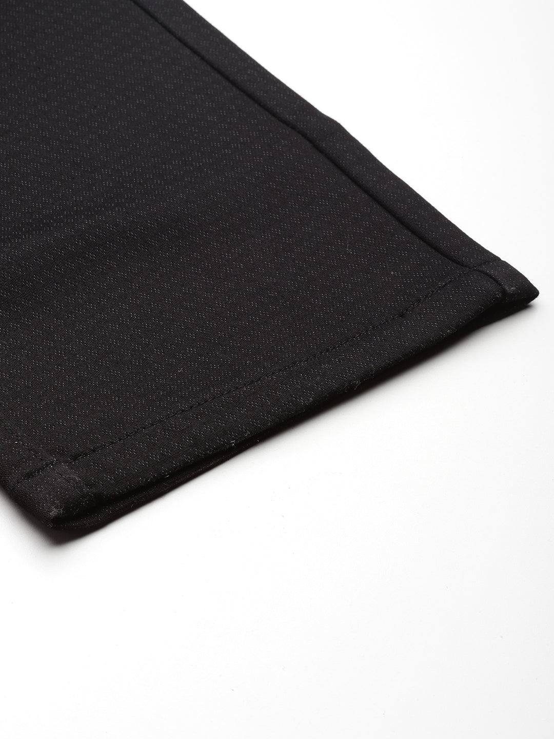 Men Black Self Design Stretchable Trousers