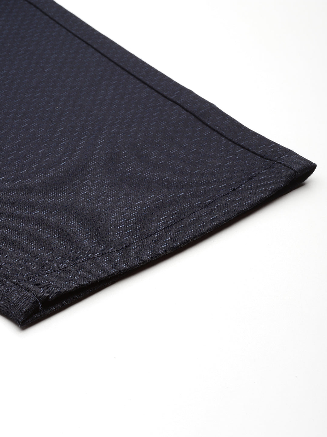 Men Navy Blue Self Design Stretchable Trousers
