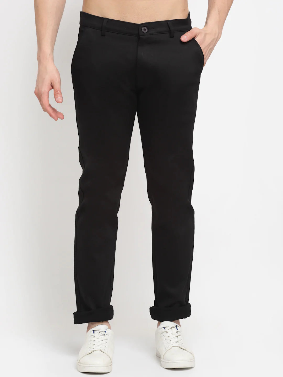 Men Black Slim Fit Chinos Trousers