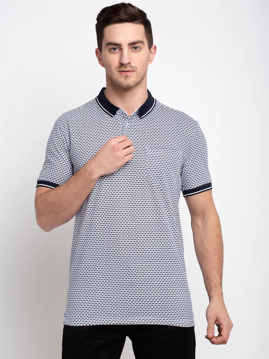 Men Off-White Printed Polo Collar T-shirt