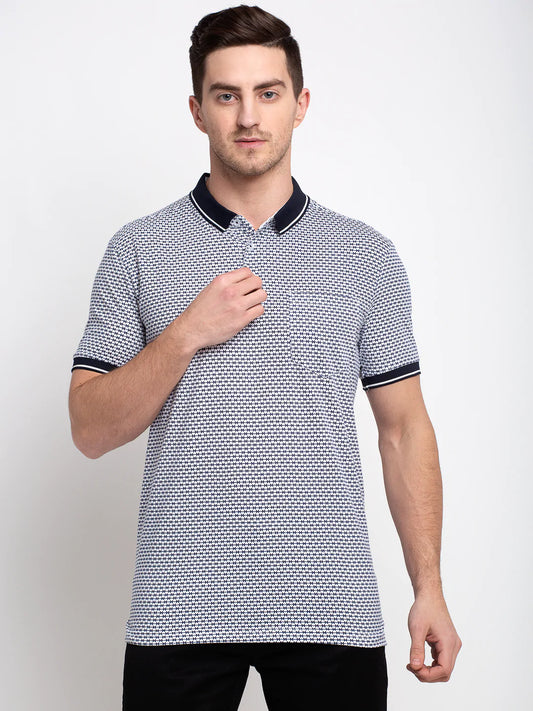 Men Off-White Printed Polo Collar T-shirt