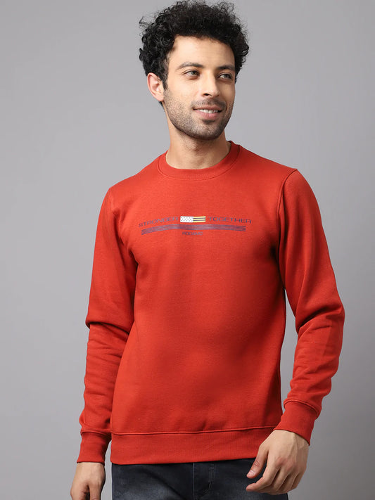 Men Rust Round Neck Sweatshirts