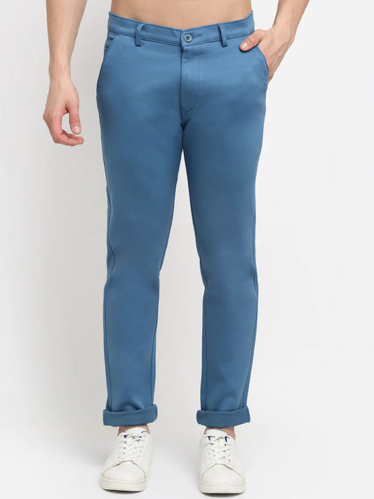 Men Blue Slim Fit Chinos Trousers
