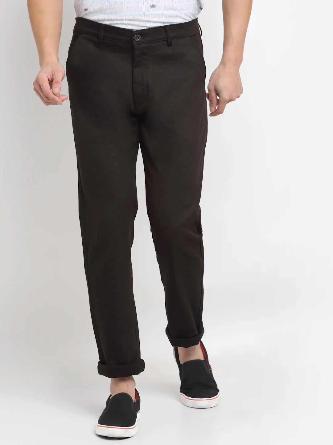 Men Brown Slim Fit Trousers