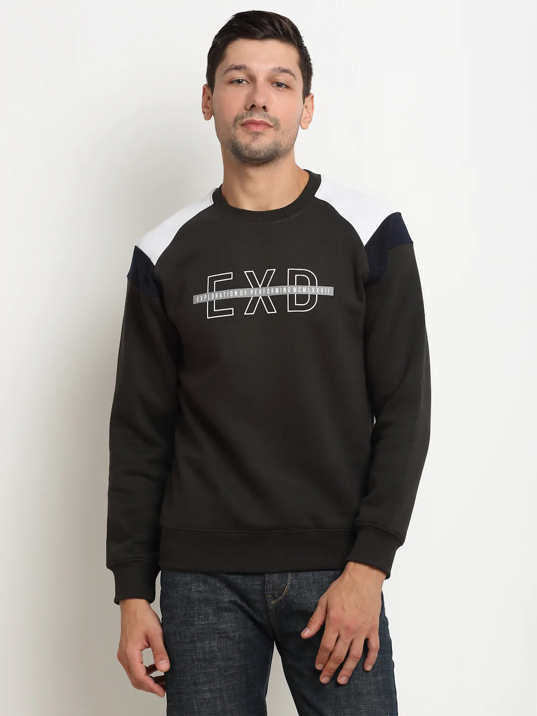Men Brown Printed Sweatshirt