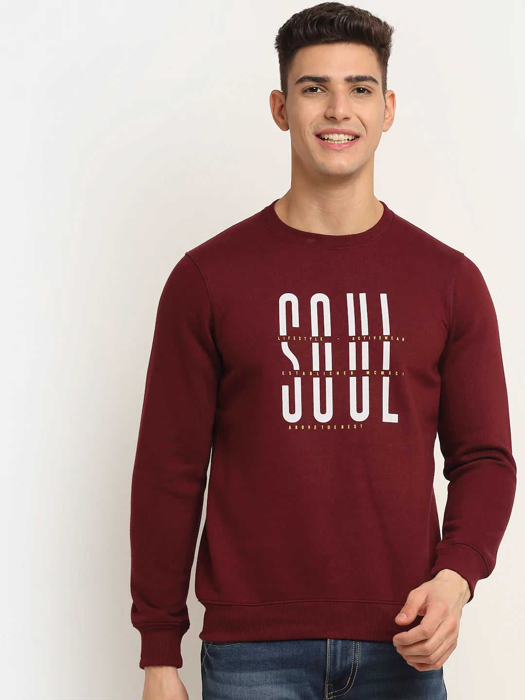 Men Maroon Printed Sweatshirt