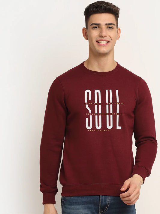Men Maroon Printed Sweatshirt