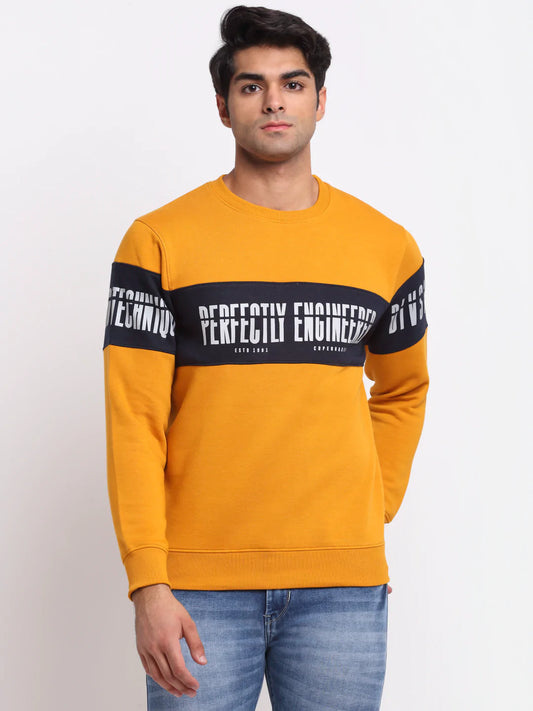 Men Mustard Printed Sweatshirt