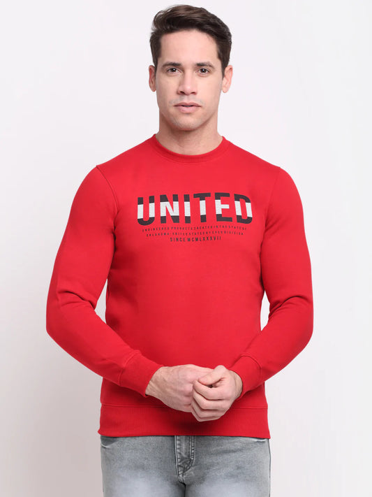 Men Red Printed Sweatshirt