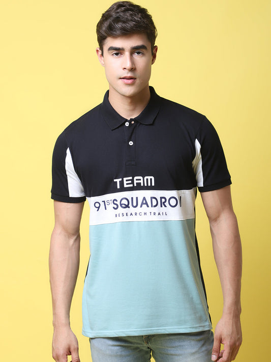Colourblocked Polo Collar Slim Fit T-shirt