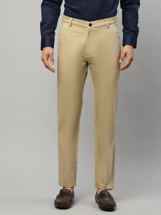 Men Beige Slim Fit Trousers
