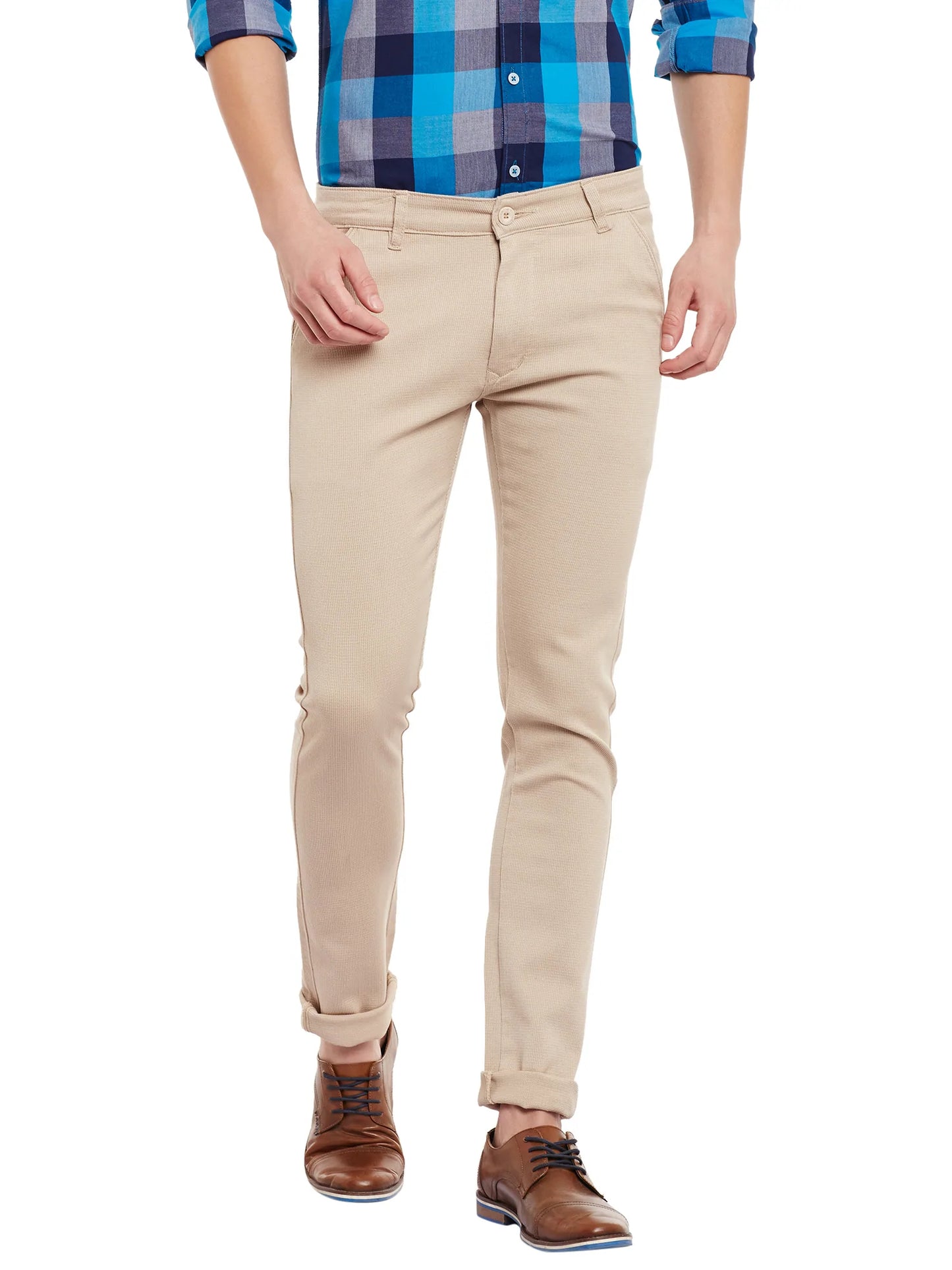 Men Beige Slim Fit Trousers