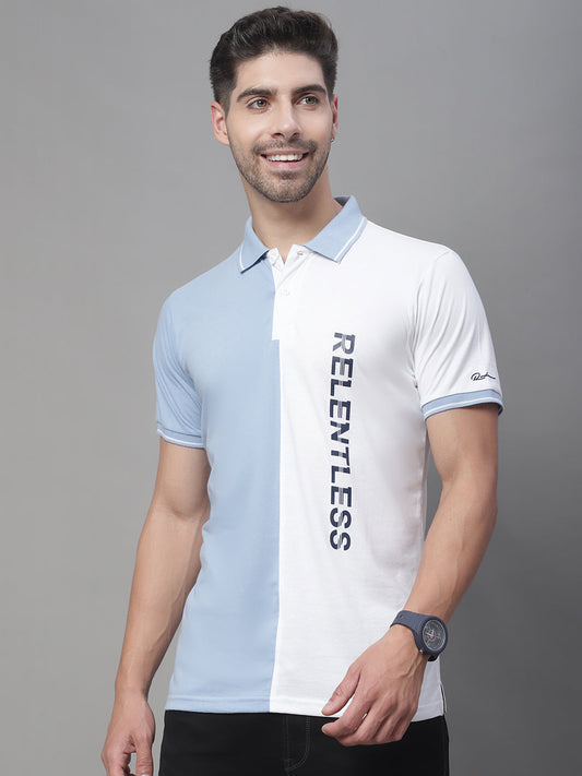 Colourblocked Polo Collar Cotton Slim Fit T-shirt