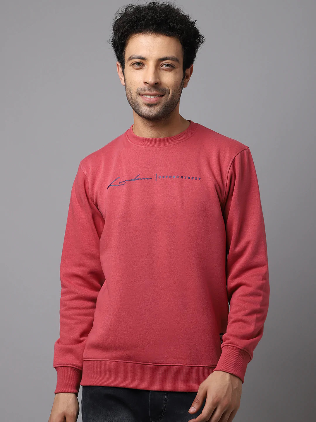 Men Pink Printed Sweatshirt