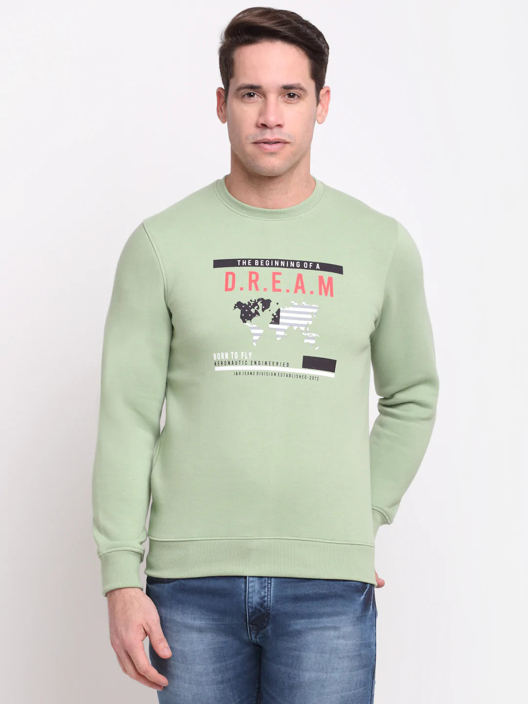 Men Green Printed Sweatshirt
