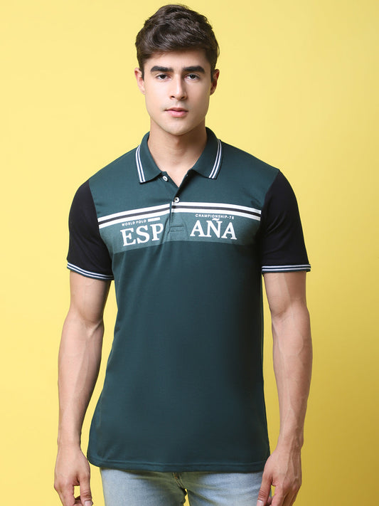 Typography Printed Polo Collar Slim Fit T-shirt