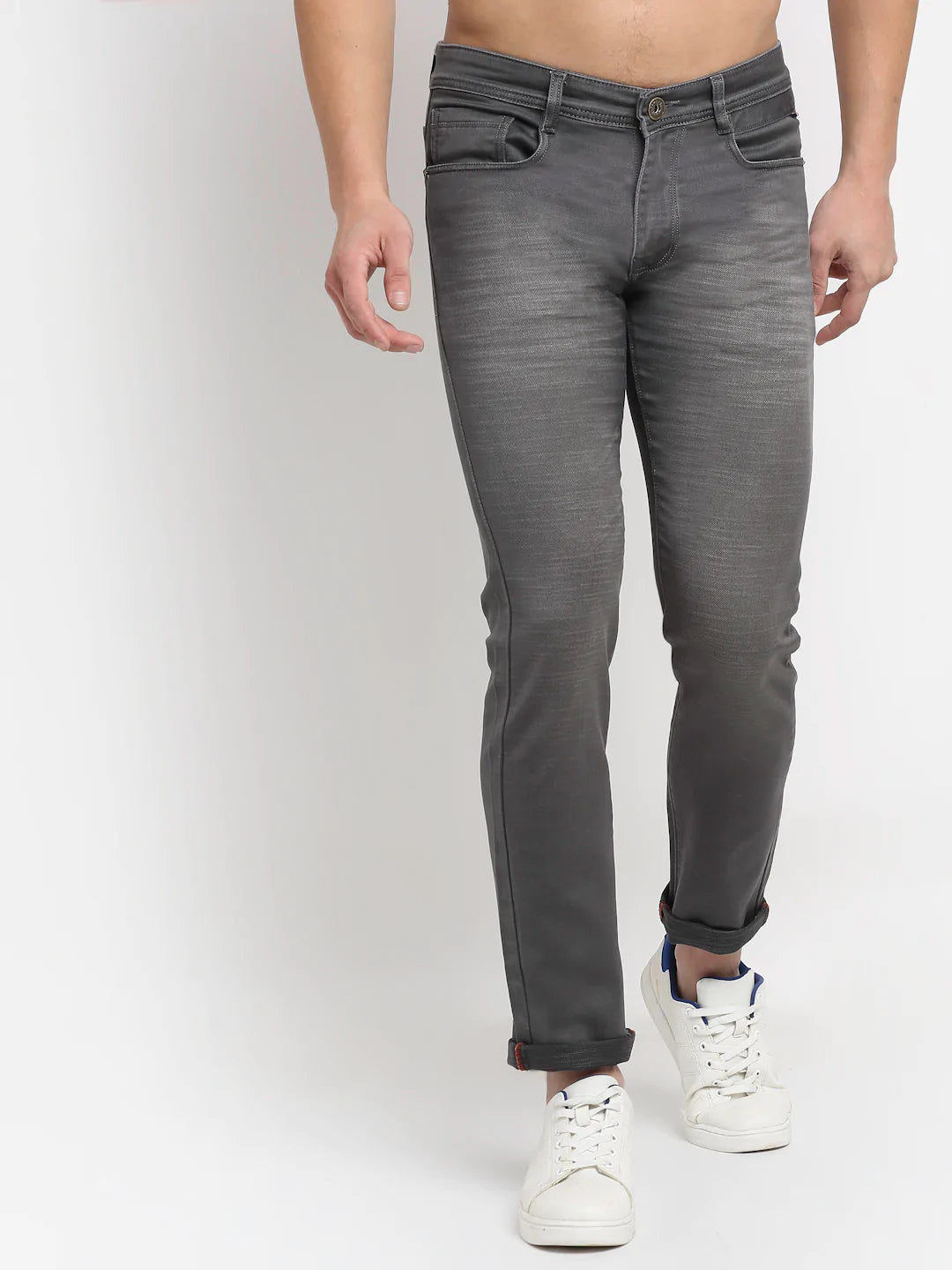 Men Grey Slim Fit Heavy Fade Stretchable Jeans