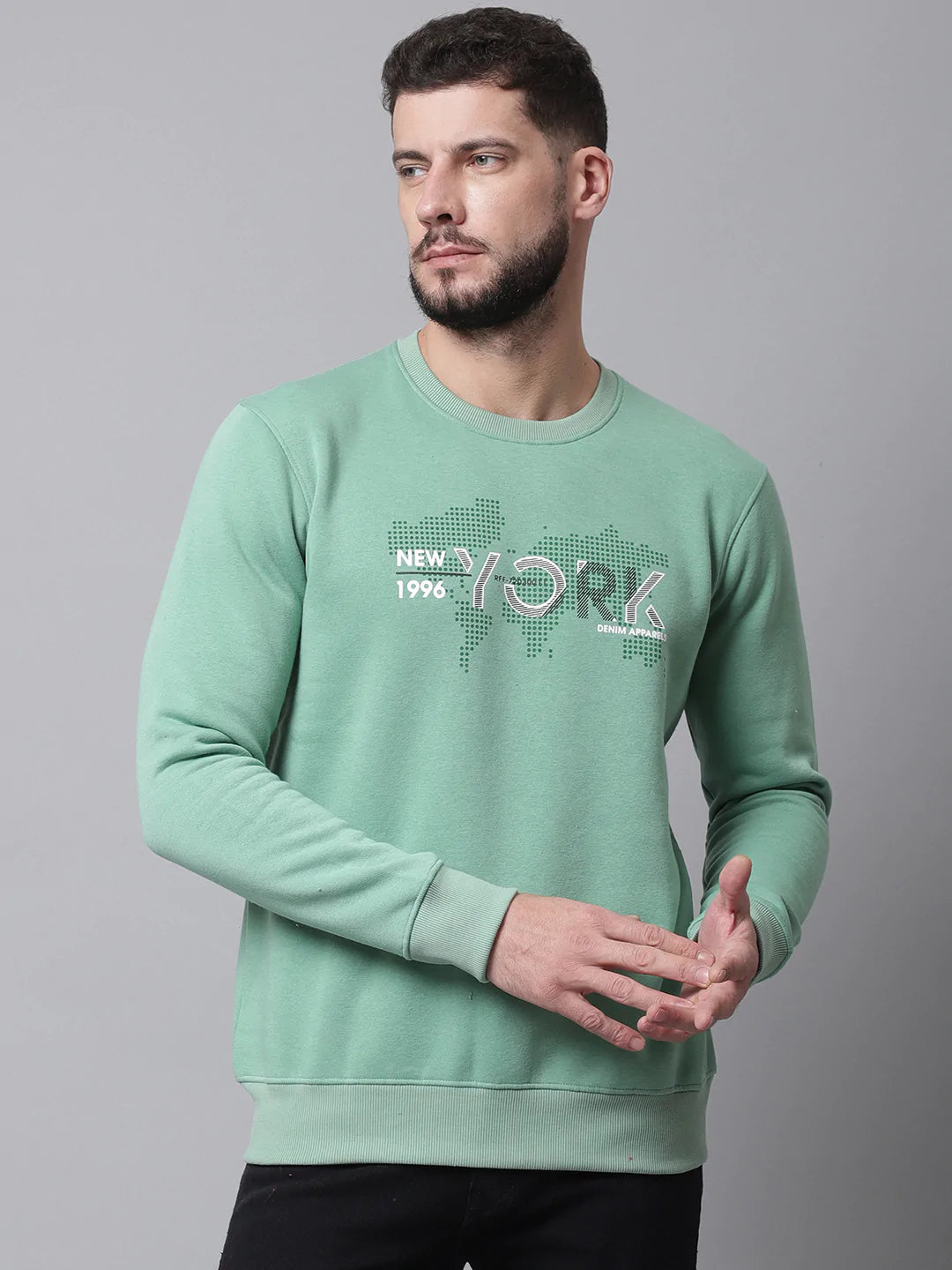 Men Green Printed Sweatshirt