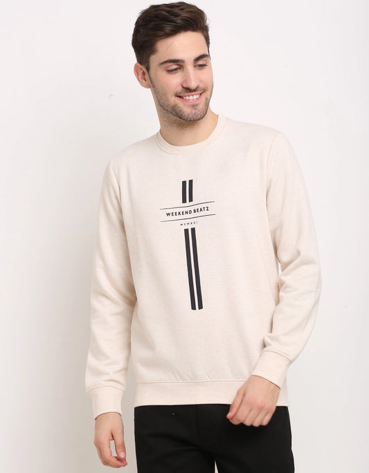 Men Beige Printed Sweatshirt