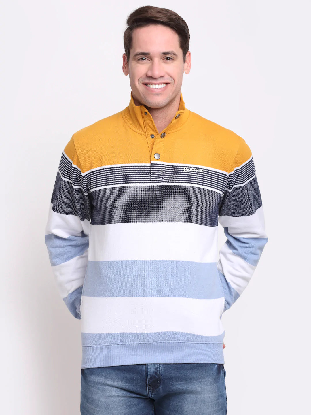Men Multicoloured Striped Sweatshirt