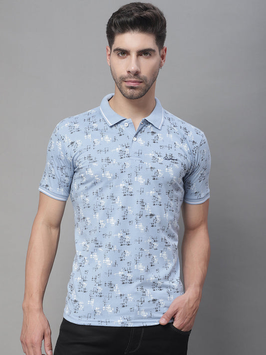 Abstract Printed Polo Collar Slim Fit T-shirt