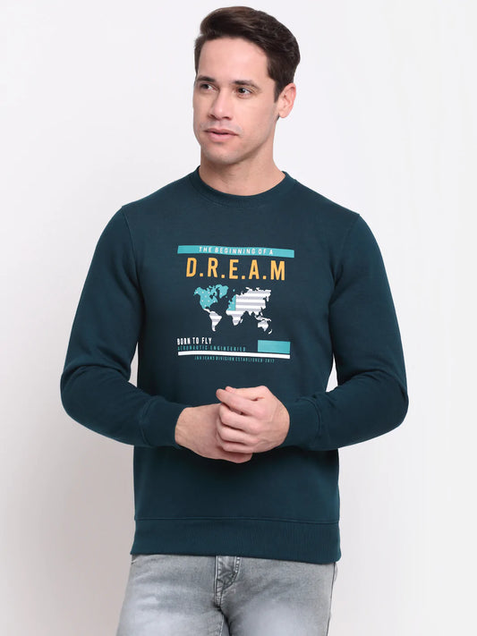 Men Green  Blue Printed Sweatshirt