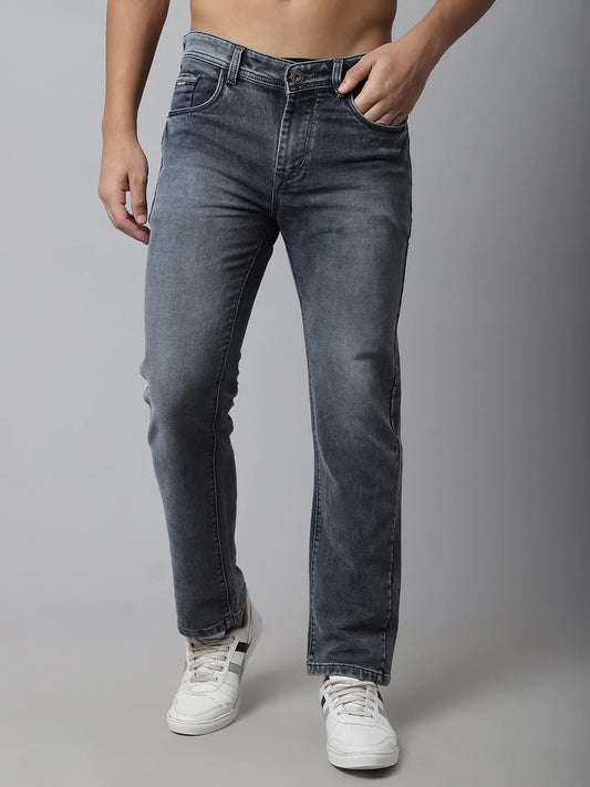Men Grey Heavy Fade Stretchable Jeans