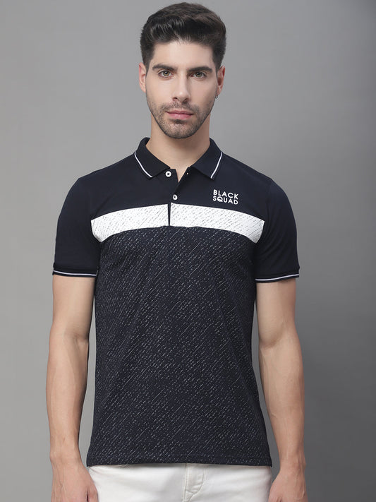 Abstract Printed Polo Collar Cotton Slim Fit T-shirt