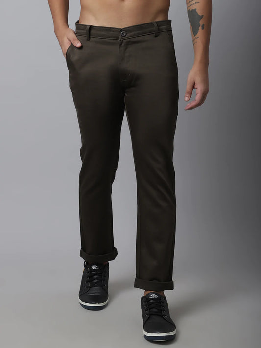 Men Green Slim Fit Trousers