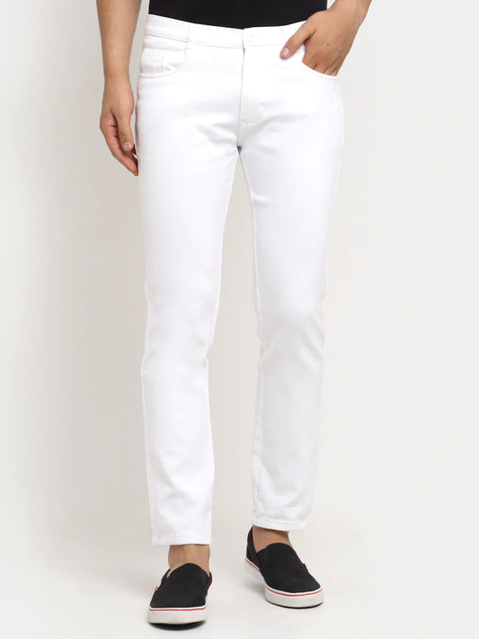 Men White Slim Fit Jeans